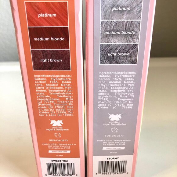 NWT LIME CRIME 2 pk Unicorn Hair Rainbow Temporary Color Mist Stormy & Sweet Tea - Picture 4 of 6